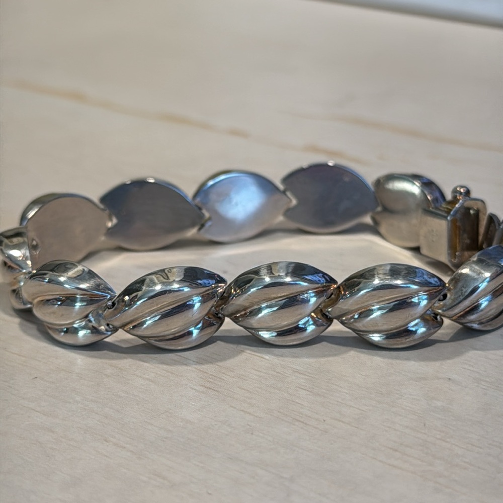 925 Silver Italian Milor Silver Sculptural Link Bracelet